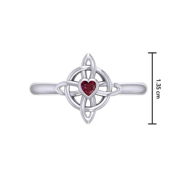 Celtic Four Point Knot Ring With Heart Gemstone TRI2307 - Jewelry